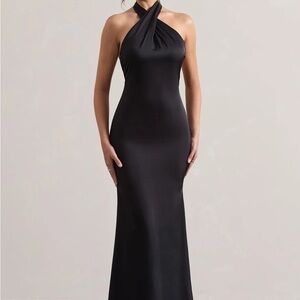 Elegant Black Halter Dress